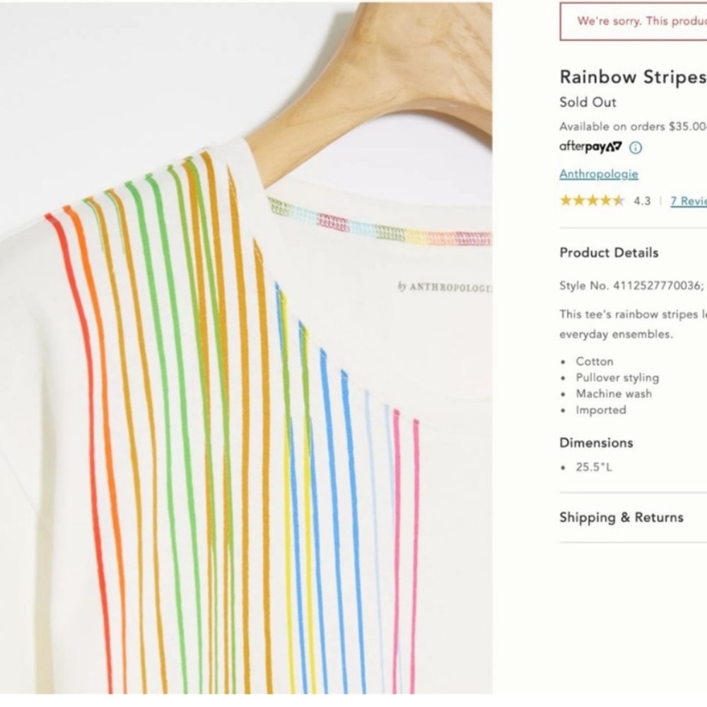 NWOT Rainbow Stripe Tee - Picture 4 of 13
